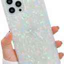 Luxury Rectangle Compatible with iPhone 12 Pro Max Case,Slim Coloful Sparkle Glitter Mother Shell Pearl Pattern Soft TPU Protective Bumper Cases Cover(Pearl)
