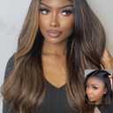 UNICE Balayage Highlight Body Wave 7x5 Lace Front Wigs Human Hair with Drawstring Bye Bye Knots Glueless Wig Human Hair Pre Plucked Pre Cut Put on and Go 150% Density 16 inch