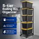 27 Gallon Tote Storage Rack with Wheels