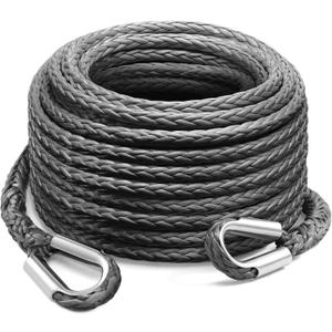 Winch Rope Extension 3/8 Inch x 92 Ft 26,500 Lbs, Synthetic Winch Extension Cable Line for Off Road Vehicle ATV UTV Truck etc - Grey