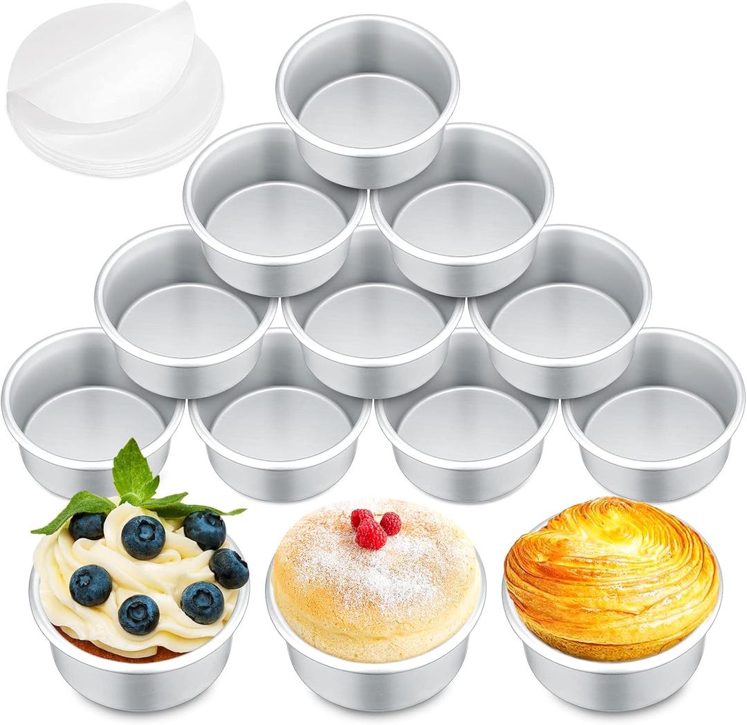 Gerrii 18 Pcs 4 Inch Cake Pans Nonstick Aluminum Small Round Cake Baking Pans Molds for Cheese, Pizza, Quiche, Home Party Baking Supplies, Leakproof and Easy Release