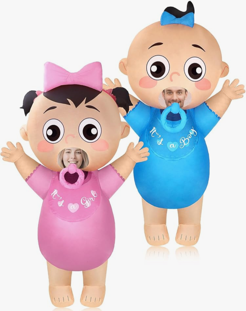 Poen 2 Pcs Inflatable Blow up Costume for Adult 96'' Baby Costume for Baby Shower Cosplay Gender Reveal Party