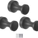 Epock Towel Hooks for Bathrooms Set of 3, Screw-in Stainless Steel Robe Coat Clothes Hook Bathroom & Kitchen Round Style Small Wall Hooks Rustproof -Matt Black (Base diameter=1.8cm/0.709")