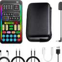 i9 Real-Time Voice Changer with Sound Card 8 Voice Effects, Full Accessories Included (Mini Mic, Monitor Earphone, 2 Adapters), Plug & Play, Compatible with PC, PS5, Xbox, Switch, Android & iOS