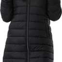 GOLDLADIES Women's Waterproof Long Down Jacket,Warm Winter Hooded Puffer Coat Thickened for Hiking Outdoor (Black, M)