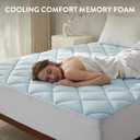 SureFit Cooling Memory Foam Mattress Topper Queen Size,Gel-Infused Cooling Foam for Pressure Relief,Breathable Ventilated Design, Fits Mattresses 8-20 Deep, Medium Plush, Cooling for Hot Sleepers