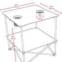 Rio Brands 22" Square Lightweight Fabric Portable Folding Beach Table with Cupholders, Blue