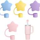 3 x 4Pcs Cute Star Straw Covers Cap Toppers Compatible with Stanley 30&40 oz Tumbler Cups,Reusable Cute Silicone Straw Tips Lids Protectors for 0.4 in/10mm Stanley Cups Straws Accessories