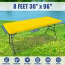 Moosfor Spandex 8 Foot Rectangle Table Cloth 2 Pack, Elastic Fitted Tablecloths for Picnic, Stretch Washable Patio Table Cover for Outdoor, Camping, Banquet and Parties (Yellow, 30"x96")