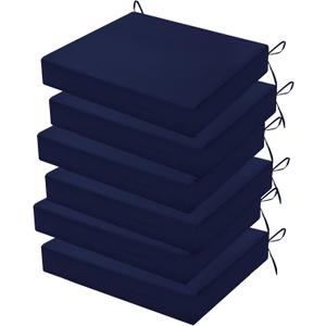 Outdoor Chair Cushions Set of 6, 18.5 x 16 Inch Patio Chair Cushions for Outdoor Furniture, Water Resistant Outdoor Patio Chair Cushions with Non-Slip Ties(Navy Blue) (18.5x16x3|6 Pack, 1 - Navy Blue)