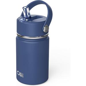 Kids Water Bottle with Straw Lid 10oz, Vacuum Insulated 316 Stainless Steel Water Bottles for Kids for School, Leakproof Water Bottle, BPA Free and Keep Cold for 24 Hours (Navy Blue)