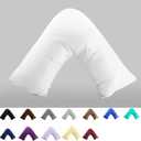 TAOSON 100% Cotton 300 Thread Count Soild Envelope Style V Shaped/Tri/Boomerang Standard Pillow Case Cushion Cover Only Cover No Insert (White)