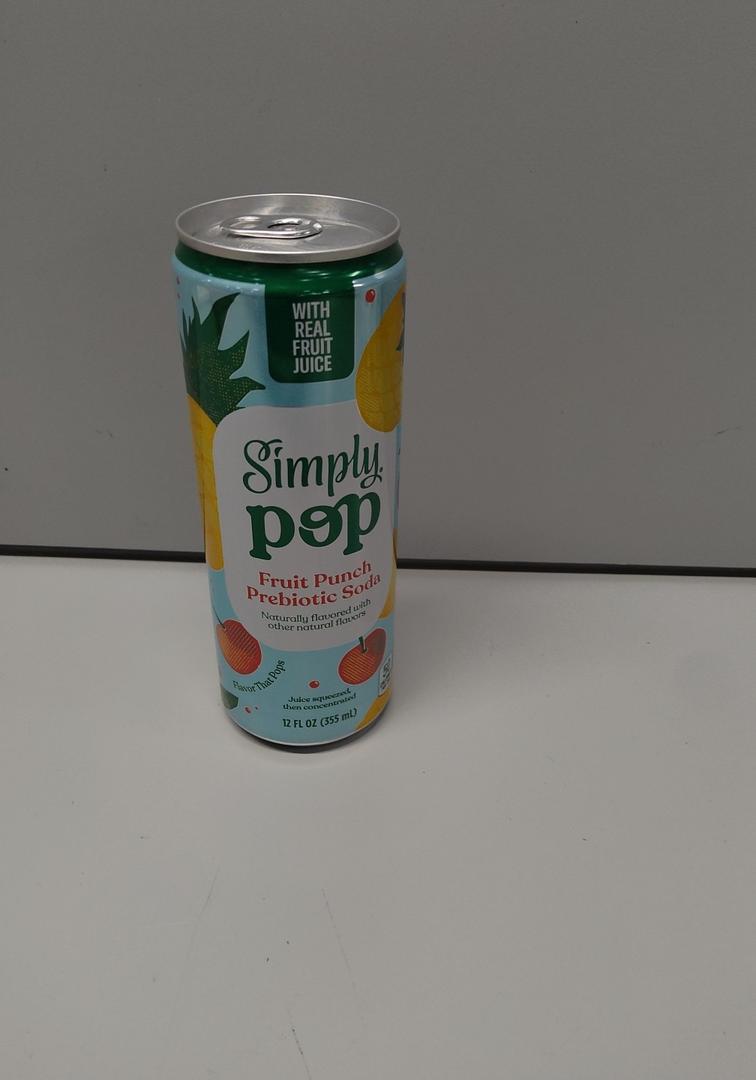 Simply POP Prebiotic Soda Fruit Punch Cans, 12 fl oz, 12 Pack, BBD: 06/02/26