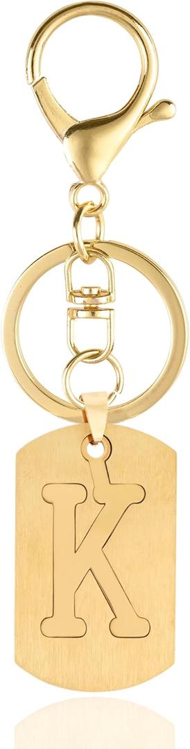 3 x A-Z Stainless Steel Letter Keychain - Alphabet Initial Key Ring for Men Women, Purse or Car Charm