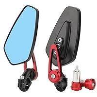 Motorcycle Bar End Mirrors 7/8'' 22mm Rear view Side Mirror Blue Lens Universal Replacement for Honda Grom Kawasaki Suzuki Ducati Yamaha and More Street Sport Bike Scooter Cruisers (Red)