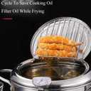 Deep Fryer Pot 304 Stainless Steel Japanese Frying Pot 2.2L, Janpanese Style Tempura Frying Pot with Lid, with Temperature Control Oil Drip Drainer Rack, or Fried Chicken, Shrimp, French, Chips dip