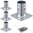 Blulu 4 Pack Galvanized Steel Flange Oblong Base for 1-5/8 OD Tubing, Suitable for Mounting Stainless Worktables, Equipment Stands, Kitchen Equipment Legs