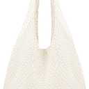 COOKOOKY Crochet Beach Tote bag Summer Beach Bag for Women Aesthetic Mesh Tote Bag Hippie Bag Knit Bag (Medium)