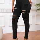 LONGBIDA Skinny Ripped Jeans for Women High Waisted Stretch Butt Lifting Jeans Slim Fit Distressed Denim Pants Jeggings Jeans (XL)