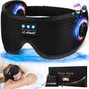 LC-dolida Sleep Headphones, White Noise Bluetooth Sleep Mask 3D Wireless Eye Mask Sleeping with Timing, Sleep Mask with Bluetooth Headphones for Side Sleepers Travel Yoga, Cool Gifts Men Women