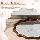 Vercraft 24" Scalloped Wood Wall Mirror, Boho Wall Decor, Walnut