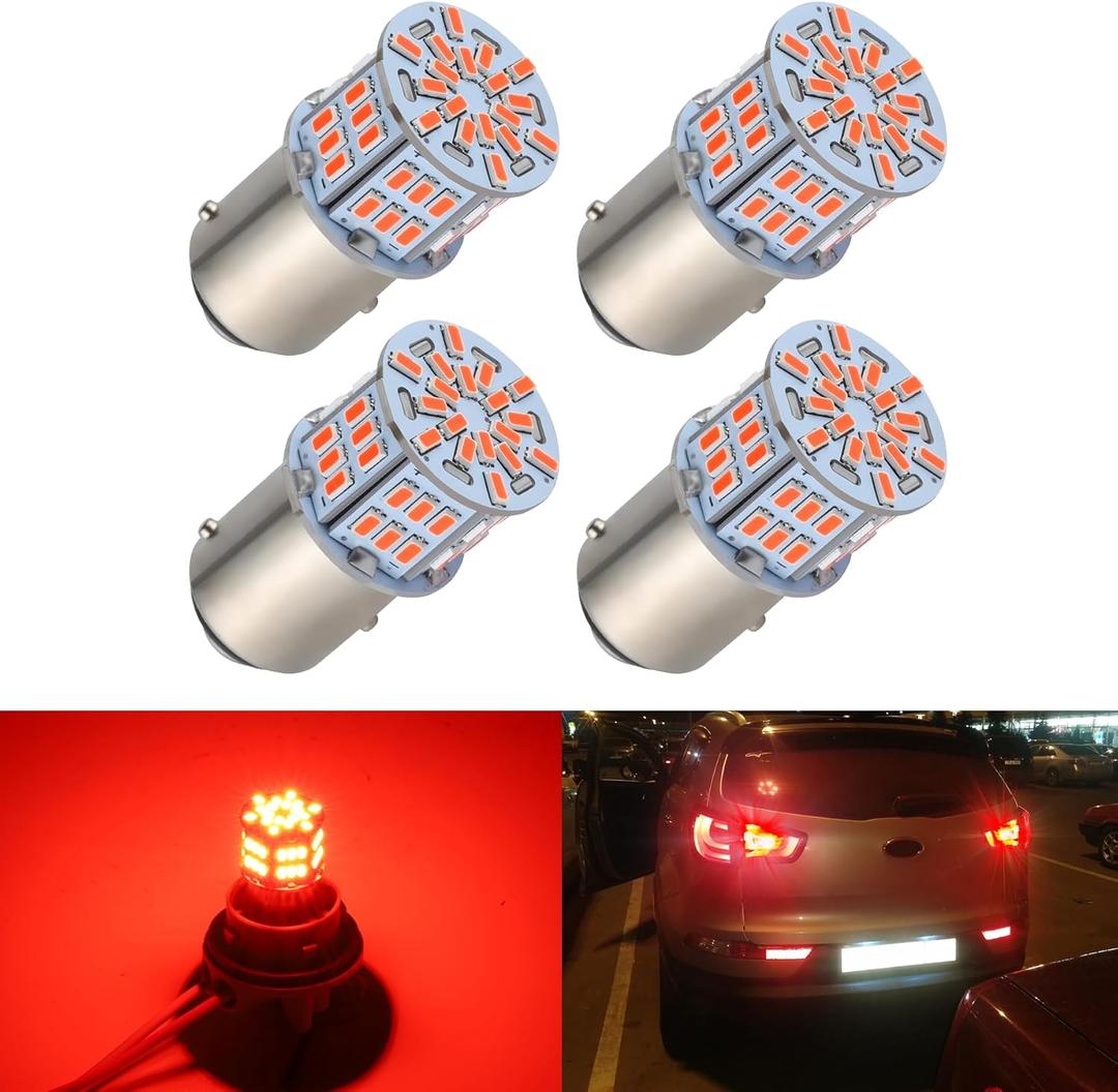 4PCS 1157 LED Bulb Brake Tail Light 12V-24V Super Bright 2357 2057 7528 BAY15D LED Replacement Light Kit Set for Car Tail Brake Turn Signal Lights - Brilliant Red