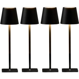 4 Pack Led Cordless Table Lamps-Wireless Rechargeable Lamps Bulk of 4,Waterproof Outdoor Table Lamp for Patio/Restaurant/Dinner Dining Desk Top Lights/Kitchen Countertop, Value Pack of 4,Multiple Set (Black)