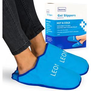 Gel Ice Pack Slippers - Provides Hot and Cold Therapy for Foot Pain, Neuropathy Pain Relief for Feet, Gout Relief, Swollen Feet, Plantar Fasciitis and Heel Spurs- One Size Fits Most (Blue)