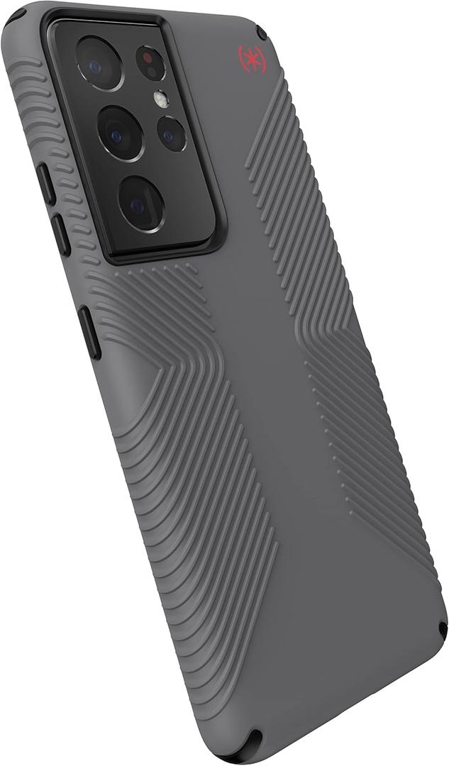 Speck Products Presidio2 Grip Samsung Galaxy S21 Ultra 5G, Graphite Grey/Black/Bold Red