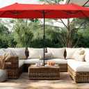 PHI VILLA 13ft Outdoor Market Umbrella Double-Sided Twin Large Patio Umbrella with Crank, Orange Red
