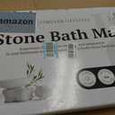 Stone Bath Mat 24 x 15 in, Stone Bath Mat for Bathroom Natural Diatomaceous Earth Bath Mat, for Kitchen/Bathroom, Bath Stone mat with soap Holder, Storage Caddy & Sanding Tool (Light Grey-Sculpted)