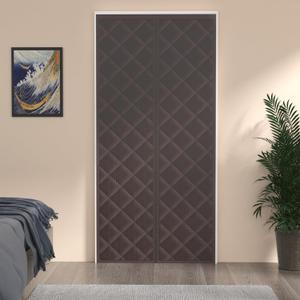 Magnetic Thermal Insulated Door Curtain, Durable Oxford Cloth&Thicken Polyester Fiber Fill Made, Fits Door Size 32" x 80" Soundproof Door Curtain Weatherproof and Windproof. (Brown)