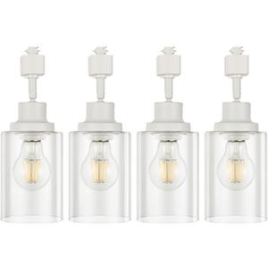 VANoopee H Type Track Lighting Heads E26 Track Light Ceiling Modern for Kitchen, Compatible with H Track Lighting Rail System, White Track Lighting Fixtures with Glass Lamp Shade, 4 Pack, No Bulbs (4 Pack(No Bulbs/Track))