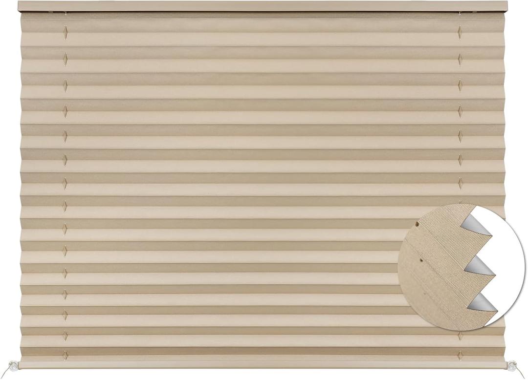 SEEYE RV Blinds, Blackout RV Curtains for Camper Window 17'' W * 24'' L RV Pleated Shades Camper Blinds with Aluminum Foil, RV Accessories Window Coverings for Travel Trailer Window Shade, Cappuccino
