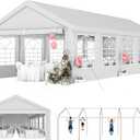 YITAHOME 16x32ft Heavy Duty Party Tent Outdoor Wedding Tent Canopy Event Shelters Upgraded Galvanized Steel Carport with Removable Sidewall Windows for Commercial and Parties, White