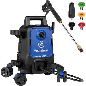 Westinghouse ePX3100 Electric Pressure Washer, 2300 Max PSI 1.76 Max GPM with Anti-Tipping Technology, Onboard Soap Tank, Pro-Style Steel Wand, 5-Nozzle Set, for Cars/Fences/Driveways/Home/Patios, Blue