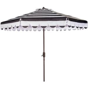 9ft Market Patio Umbrella Replacement Canopy, UV Protective, Fade Resistant, Vented Design for Outdoor Use (Black White Stripe)