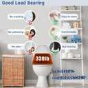 Round Toilet Seat Soft Close 16.5'',Standard Universal Toilet Lid Round with PP Material Safe,Easy to Clean and Install,Ergonomic design,Never Loosens,2 Years Support,White Plastic