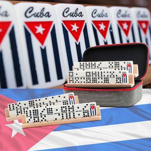 Cuban Dominoes Double Nine Set with 55 Pieces and 4 Wooden Trays Cuban Traditions Great for Gift