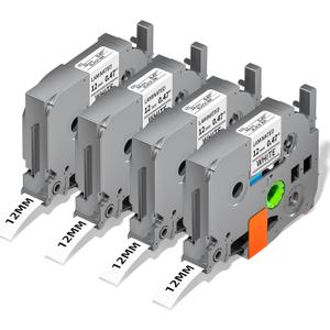 Replace for Brother P Touch Label Tape 12mm 0.47 Inch Laminated White TZe-231 TZe231 Label Maker Tape Refills TZe TZ Black on White for PT-D210 D220 1180 1750 2030, 1/2" x 26.2' (12 mm x 8m), 4PK