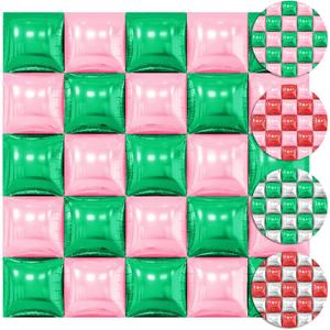 30PCS Double Sided Square Foil Balloons Wall,19 Inches Chrome Foil Balloons Tunnel Arch Garland Kit for Birthday,Anniversary,Wedding,Graduation Party Background Graduation Party Decoration (Pink Silver and Red Green)