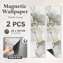 2 PCS White Marble School Magnetic Wallpaper 12*36in Locker Decoration