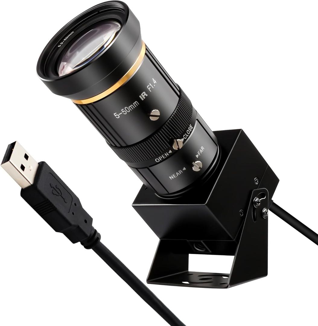 SVPRO 5MP 30FPS USB Camera with 5-50mm Telephoto Lens, 10X Optical Zoom Manual Focus Webcam for Macro & Long Distance, Low Light Computer Camera with IMX335 Sensor for Windows, Mac-OS, Linux, Andorid