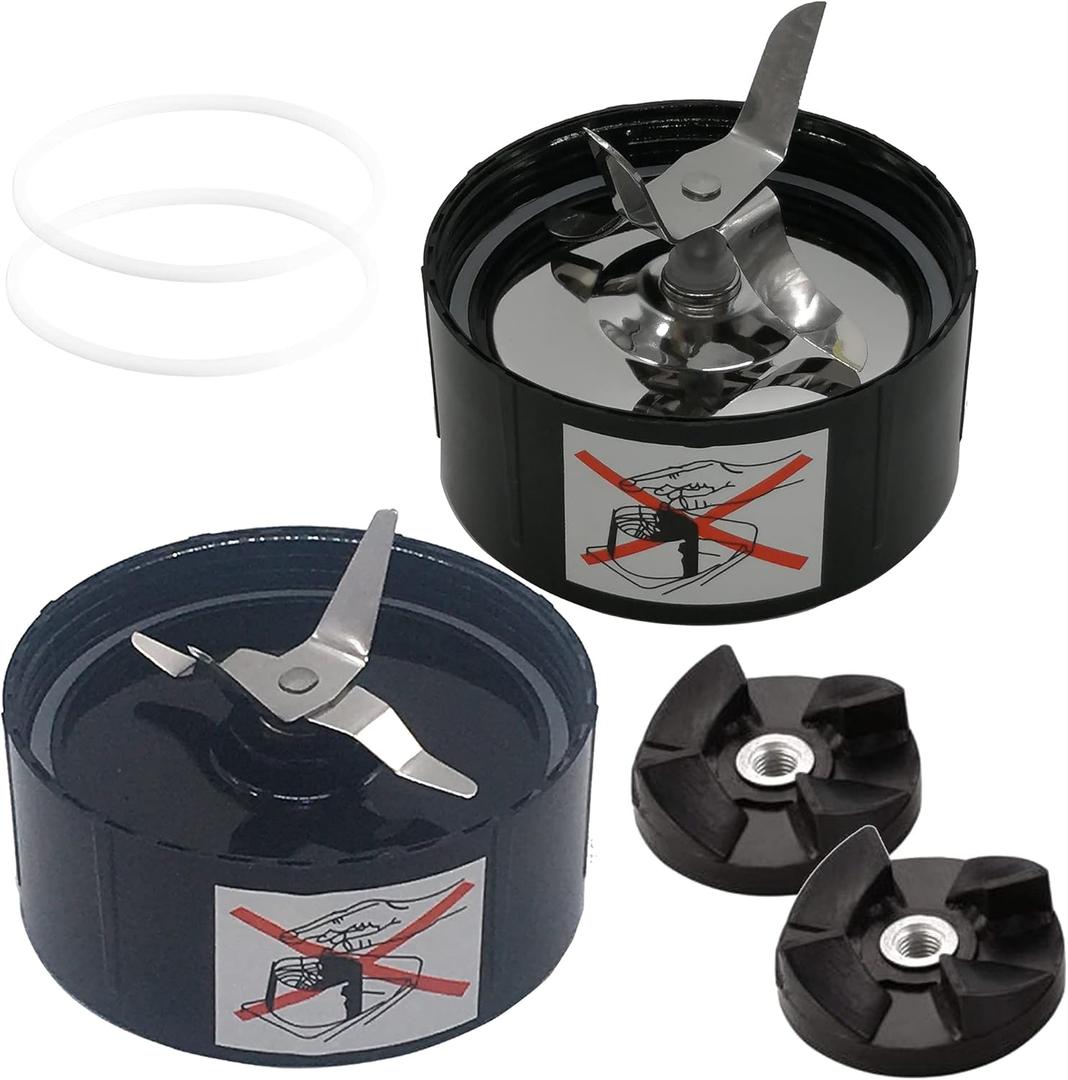 Ice Shaver Blade with extra gasket ring Spare Replacement Part for Magic Bullet Blender, Mixer, Juicer, Food Processor (Model MB1001/MB 1001B/MBR-1701/MBR-1702/MBR-1101) (2, Stainless Steel+ABS)