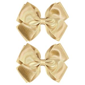 CN 4.5 Inch Gold Glitter Hair Bows for Girls Alligator Clips Sparkly Satin Hair Accessories for Kids Toddler Women on Birthday Wedding Christmas and Party