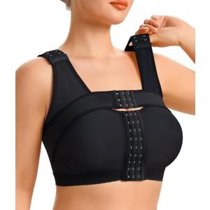 CYDREAM Front Closure Wireless Bras for Women No Underwire Full Coverage Post Surgery Compression Support Band Back Smoothing (Small, Black)