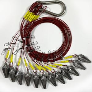 Duck Decoy Weights, Pre-Rigged Hunting Anchors, Stainless Steel wirerope and Coated, Stainless Swivel and carabiners, Geese and Duck Hunting, Waterfowl Hunting. (5.3 oz - 78")