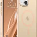 SUPFINE Magnetic for iPhone 15 Plus Case & iPhone 14 Plus Case(Compatible with MagSafe)(Military Grade Drop Protection) Slim Translucent Shockproof Phone Case,Sand Pink
