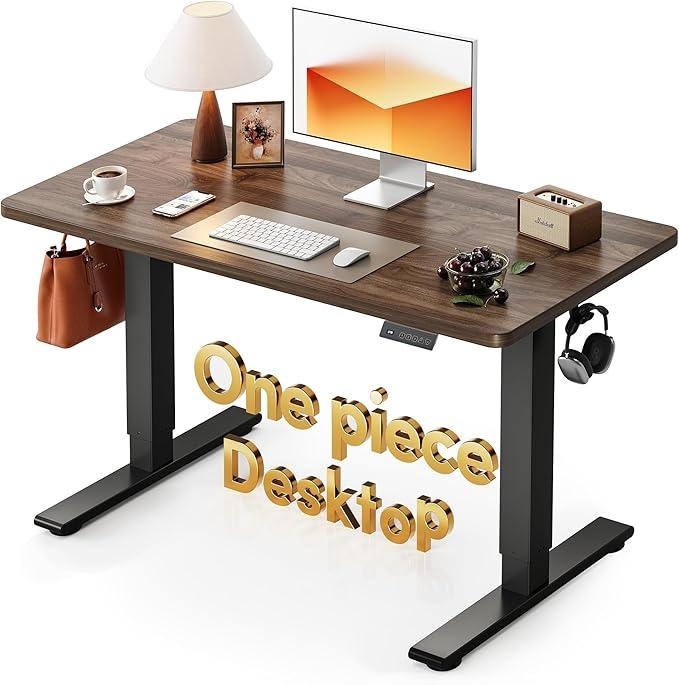 CubiCubi 48 x 24 Inch Electric Standing Desk, Memory Height-Adjustable Sit Stand Desk, One-Piece Desktop, for Home Office, Dark Walnut