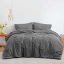 Love's cabin Seersucker Dark Grey King Size Comforter Set, 7-Piece All Season Lightweight Bed in a Bag Bedding Set with Comforter, Flat Sheet, Fitted Sheet, Pillowcases and Shams
